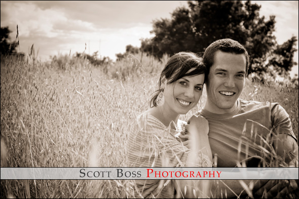Couples shot in a field